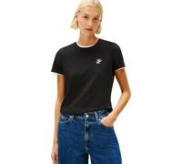 Tommy Hilfiger Maglietta da Donna TH Script Reg C-NK SS Tee WW0WW47809 S/S, Nero (Nero), M, Nero (Nero), M