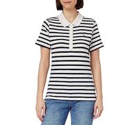 Tommy Hilfiger Maglietta Polo Maniche Corte Donna 1985 Slim Pique Slim Fit, Bianco (Breton Stripes W White/Desert Sky), L