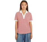 Tommy Hilfiger Maglietta Polo Maniche Corte Donna Regular Fit, Rosso (Mini Stp Fierce Red/ White), XS