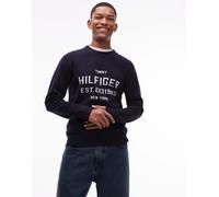 Tommy Hilfiger - Maglione blu navy con logo stile college 46