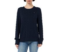 Tommy Hilfiger CRV Co Cable VAR LS C-Nk Swt Ww0Ww45328 Pullover, Blue (Dark Night Navy), 46 Donna