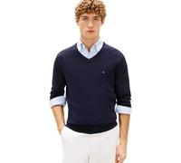 Tommy Hilfiger Maglione da Uomo Essential Cotton con Scollo a V MW0MW42249DW5004, Blu, L