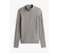Tommy Hilfiger Maglione Tommy Hilfiger con cerniera a un quarto e lavorazione a trecce large Grigio