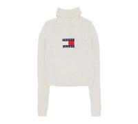 Tommy Hilfiger - Melange Turtleneck Flag Sweater - - Knitwear - Donna - Bianco - S