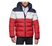 Tommy Hilfiger Men's Classic Hooded Puffer Jacket, Midnight/White/red, Medium