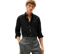 Tommy Hilfiger Men's Heritage Oxford Solid Regular Long Sleeve Shirts, Black/Black Solid X-Large