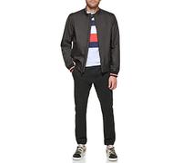 Tommy Hilfiger Men's Lightweight Varsity Rib Knit Bomber Jacket Giacca Shell, Polipropilene Nero, S Uomo
