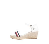 Tommy Hilfiger Mid Wedge Corporate FW0FW07078, Espadrillas con Zeppa Donna, Bianco (Ecru), 39 EU