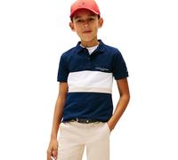 Tommy Hilfiger Mini Corp EMB Clrblock Polo SS Kb0kb10383, Blue (Dark Night Navy Colourblock), 14 Anni Bambini e Ragazzi