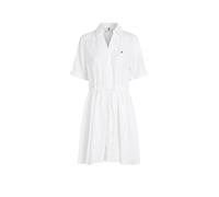 Tommy Hilfiger Donna Abito Linen Short con Cintura in Vita, Bianco (TH Optic White), 42