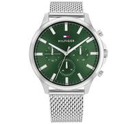 Tommy Hilfiger Orologio Analogico Multifunzione al Quarzo da Uomo con Cinturino in Maglia Metallica in Acciaio Inossidabile Argentato - 1710499
