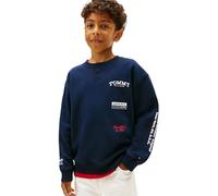 Tommy Hilfiger Multi Print C-nk Sweatshirt Kb0kb10031 Felpa Pullover, Blue (Dark Night Navy), 7 Anni Bambino