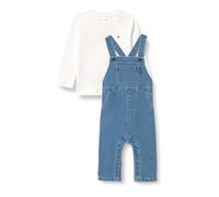 Tommy Hilfiger Neonati Set Salopette in Denim e Maglietta, Blu (Denim Medium 01), 74