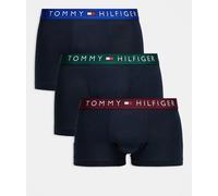 Tommy Hilfiger - Original - Confezione da 3 boxer aderenti neri con fasce in vita color verde/blu/bordeaux-Multicolore M