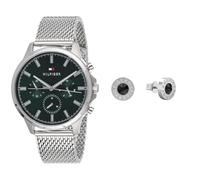 Tommy Hilfiger Orologio Analogico al Quarzo da Uomo Argentato - 1710499 Jewelry Orecchini a Perno da Uomo in Acciaio Inossidabile con Cristalli - 2790379