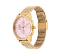 Tommy Hilfiger Orologio Analogico Multifunzione al Quarzo da Donna con Cinturino in Maglia Metallica in Acciaio Inossidabile di Colore Dorato - 1782769, Pink