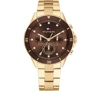 Tommy Hilfiger Orologio analogico multifunzione al quarzo da donna con cinturini in acciaio inossidabile, Marrone