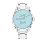 Tommy Hilfiger Orologio Analogico Multifunzione al Quarzo da Donna con Cinturino in Acciaio Inossidabile Argentato - 1782767, Light Blue