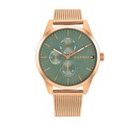 Tommy Hilfiger Orologio Analogico Multifunzione al Quarzo da Donna con Cinturino in Maglia Metallica in Acciaio Inossidabile di Color Oro Rosa - 1782770, Green