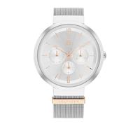 Tommy Hilfiger Orologio Analogico Multifunzione al Quarzo da Donna con Cinturino in Maglia Metallica in Acciaio Inossidabile Argentato - 1782537