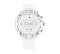 Tommy Hilfiger Orologio Analogico Multifunzione al Quarzo da Donna con Cinturino in Pelle Bianco - 1782352