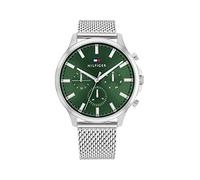 Tommy Hilfiger Orologio Analogico Multifunzione al Quarzo da Uomo con Cinturino in Maglia Metallica in Acciaio Inossidabile Argentato - 1710499