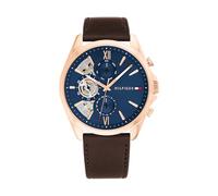 Tommy Hilfiger Orologio Analogico Multifunzione al Quarzo da Uomo con Cinturino in Pelle Marrone - 1710645