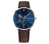 Tommy Hilfiger Orologio Analogico Multifunzione al Quarzo da Uomo con Cinturino in Pelle Marrone Scuro - 1791508