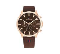 Tommy Hilfiger Orologio analogico multifunzione al quarzo da uomo con cinturino in pelle Marrone scuro - 1710497