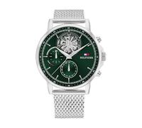 Tommy Hilfiger Orologio Analogico Multifunzione al Quarzo da Uomo con Cinturino in Acciaio Inossidabile o in Pelle, Green