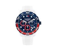 Tommy Hilfiger Orologio Cronografo al Quarzo con Calendario da Uomo con Cinturino in Silicone Bianco - 1792231, White