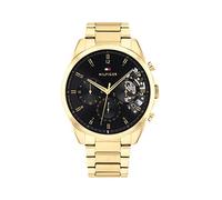 Tommy Hilfiger Orologio da uomo, al quarzo, multifunzione, cassa in acciaio inox da 44 mm, quadrante scheletrato, bracciale a maglie, orologio elegante da uomo