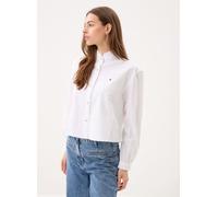 Tommy Hilfiger - Oxford Crop Ruffle L Bianco - Abbigliamento 34 Bianco