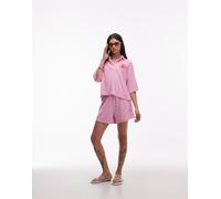 Tommy Hilfiger - Pantaloncini stile resort in spugna rosa con logo XL