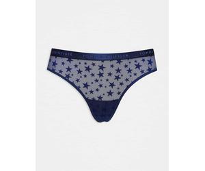 Tommy Hilfiger - Perizoma in rete blu navy con stampa di stelle L