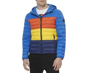 Tommy Hilfiger - Piumino da uomo impermeabile con cappuccio imbottito Ultra Loft, Large