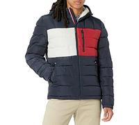 Tommy Hilfiger, Piumino da uomo impermeabile, di peso medio, con cappuccio foderato in pile Sherpa, Medium