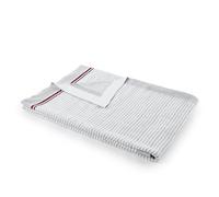 Tommy Hilfiger - Plaid, grigio, maglia, 100% cotone biologico, mini righe e bordo a tinta unita, morbido e moderno, 130x170 cm