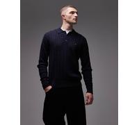 Tommy Hilfiger - Polo a maniche lunghe in maglia lavorata a trecce blu navy 52