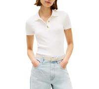 Tommy Hilfiger Polo Donna Bottone Oro Slim SS Ww0Ww45768, Bianco, S