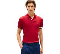 Tommy Hilfiger Polo Uomo RWB Cuff Cotone Liquido Slim MW0MW42743, Rosso, L