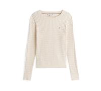 Tommy Hilfiger Donna Pullover Cable Fine Motivo a Trecce, Beige (Heather Ivory Petal), XXS