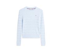 Tommy Hilfiger Maglione da Donna CO Cable Mid GG C-NK LS Swt WW0WW47644, Blu (Breezy Blue), XS, Blu (Breezy Blue), XS