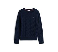 Pull girocollo in lana a treccia Blu L Tinta unita