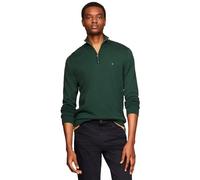 TOMMY HILFIGER Pullover da uomo in pile con zip a un quarto della collezione 2025, Verde Cipresso., M
