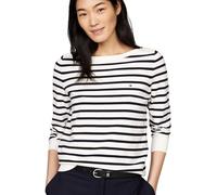 Tommy Hilfiger Pullover Donna Pullover in Maglia, Multicolore (Ivory Petal/Desert Sky STP), XXS