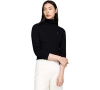 Tommy Hilfiger Pullover Donna Slim Rib Roll-Neck Collo Alto, Nero (Black), XS