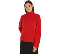 Tommy Hilfiger Pullover Donna Wool Blend Mock-Neck Pullover in Maglia, Rosso (Fireworks), XL