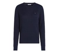 Tommy Hilfiger Donna Pullover Cable Fine Motivo a Trecce, Blu (Dark Night Navy), XS