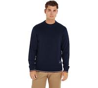 Tommy Hilfiger Pullover Uomo Tipped Crew Neck Pullover in Maglia, Blu (Desert Sky), L